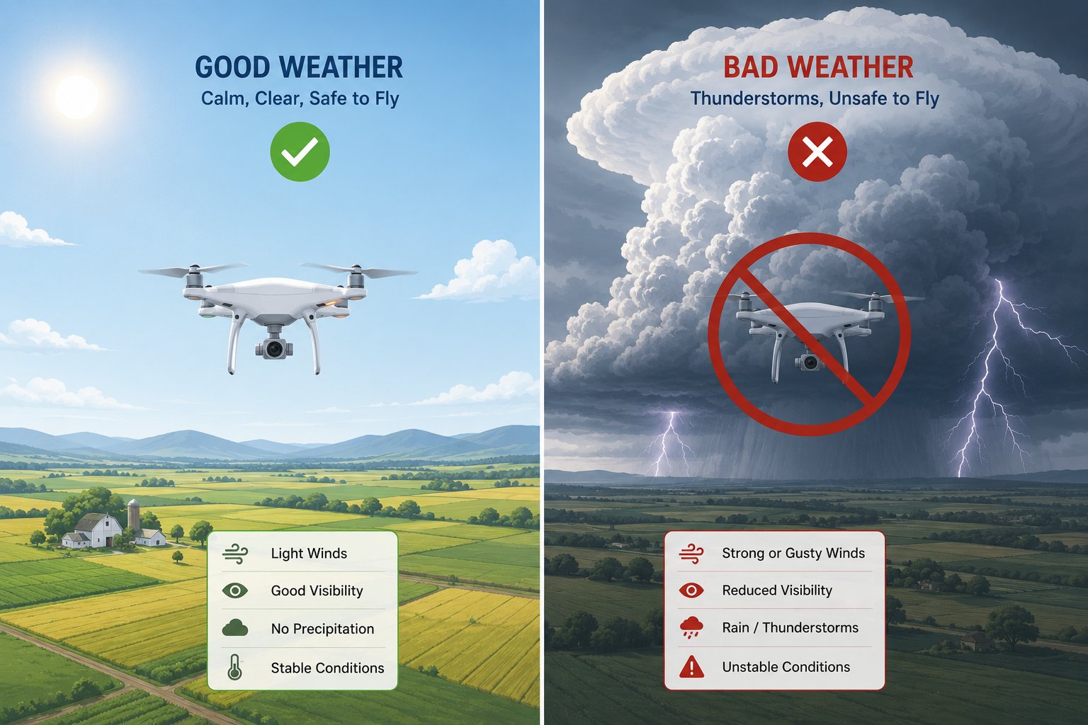 Good weather vs bad weather for drone ops — know the conditions before you fly