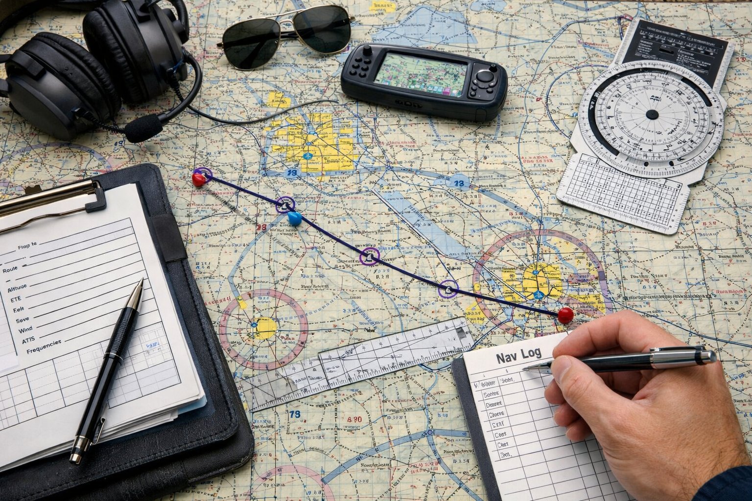 Aviation navigation log and planning tools